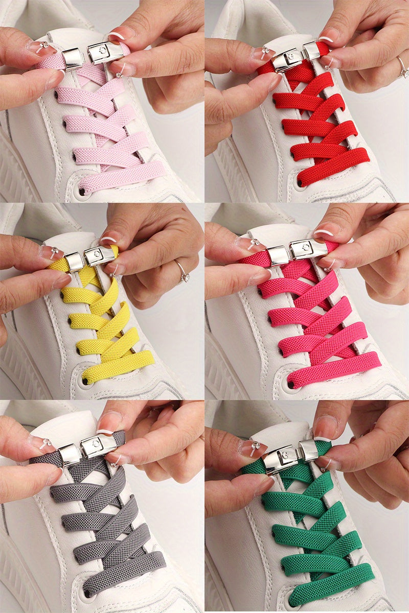 [Polyester Sneaker Accessories] White Polyester 1Pair Women's Sneaker Accessories, No Laces with Buckles