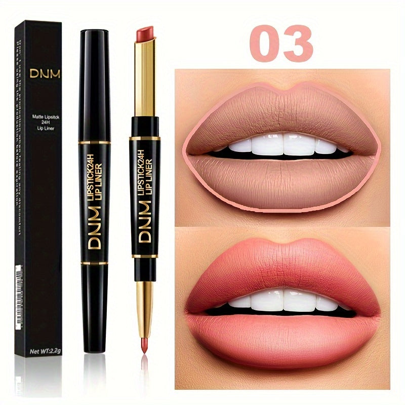 Double-Ended Gel Lipstick & Liner - Long-Lasting, High-Pigmented, Waterproof, Natural Makeup Effect for All Skin Types - Perfect Valentines Day Gift