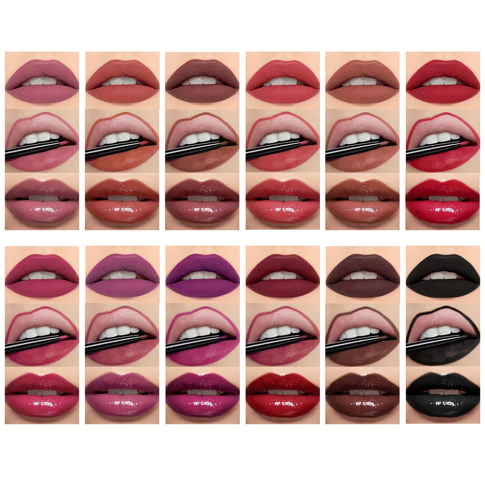 Lip Liner, Lipstick And Lip Gloss Trio Set, Matte Liquid Lipstick + Matching Lip Liner + Lip Gloss Nude Velvety Lipstick Makeup Kit Gift Set, Waterproof Long Lasting, Contains Plant Squalane Formula