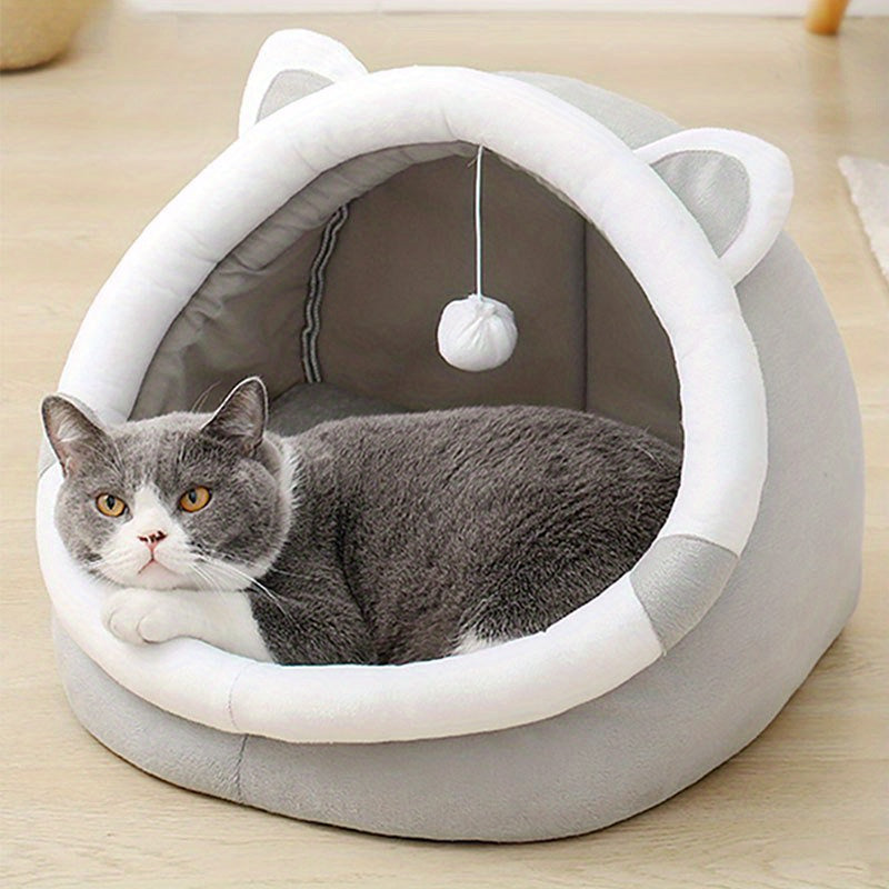 Cozy Cartoon Cat Cave Bed - Keep Your Kitten Warm And Snug In This Cute Pet House! Christmas Gift