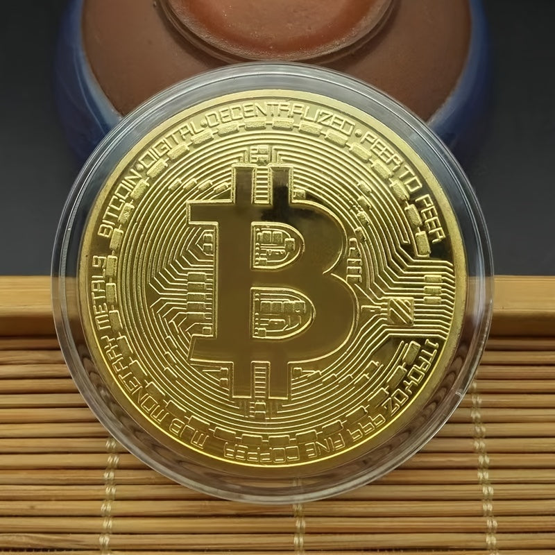 Golden Commemorative Coin Of Bitcoin, A Virtual Currency, As A Business Gift Item With Coin Craftsmanship For Foreign Trade.