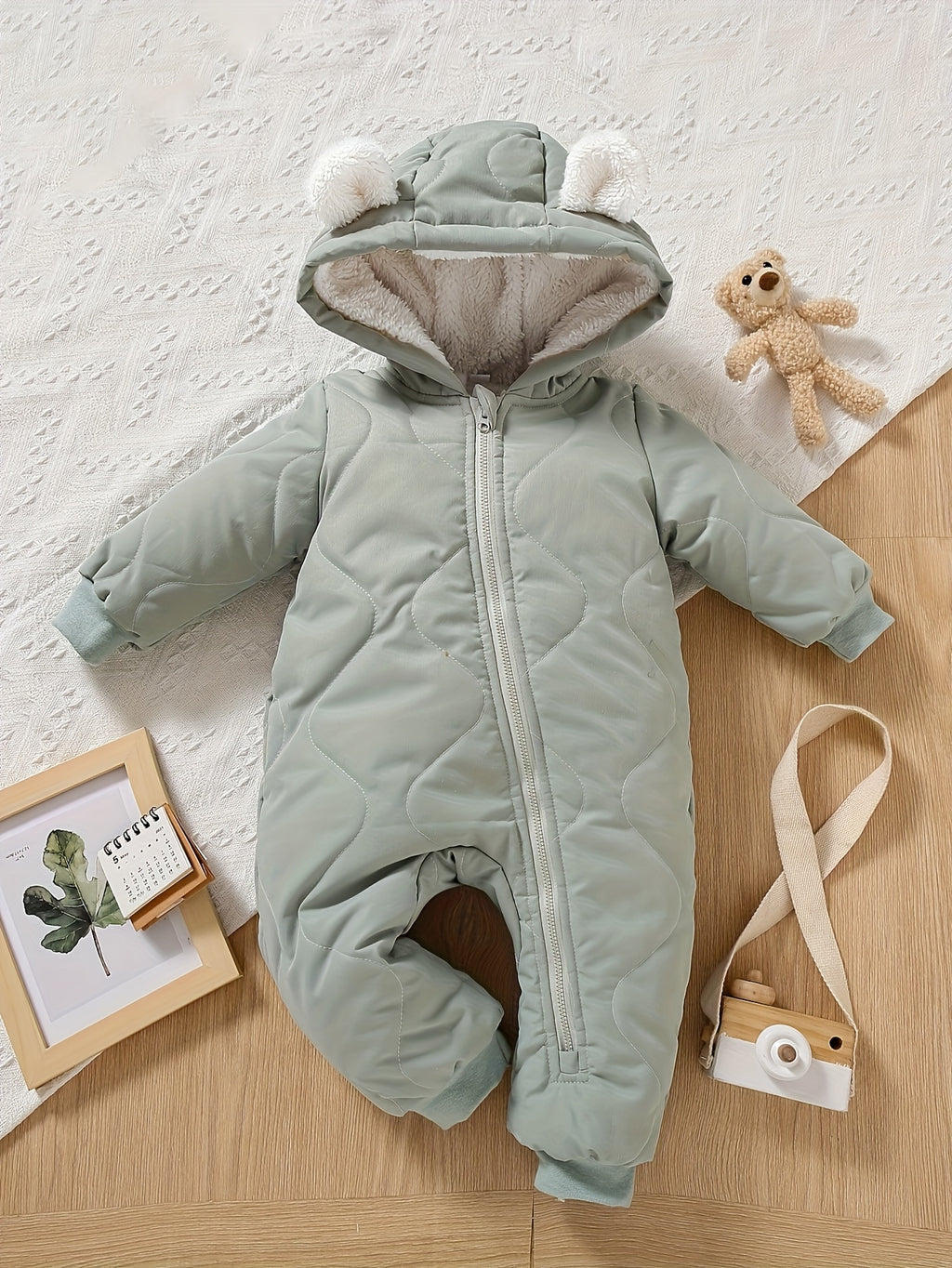 Baby Thickened Romper Autumn and Winter Outdoor Suit Newborn Set with Fleece Lining Zipper for 0-1 Year Old Youngsters' Clothes Christmas/Halloween/Thanksgiving Day, for Outdoor