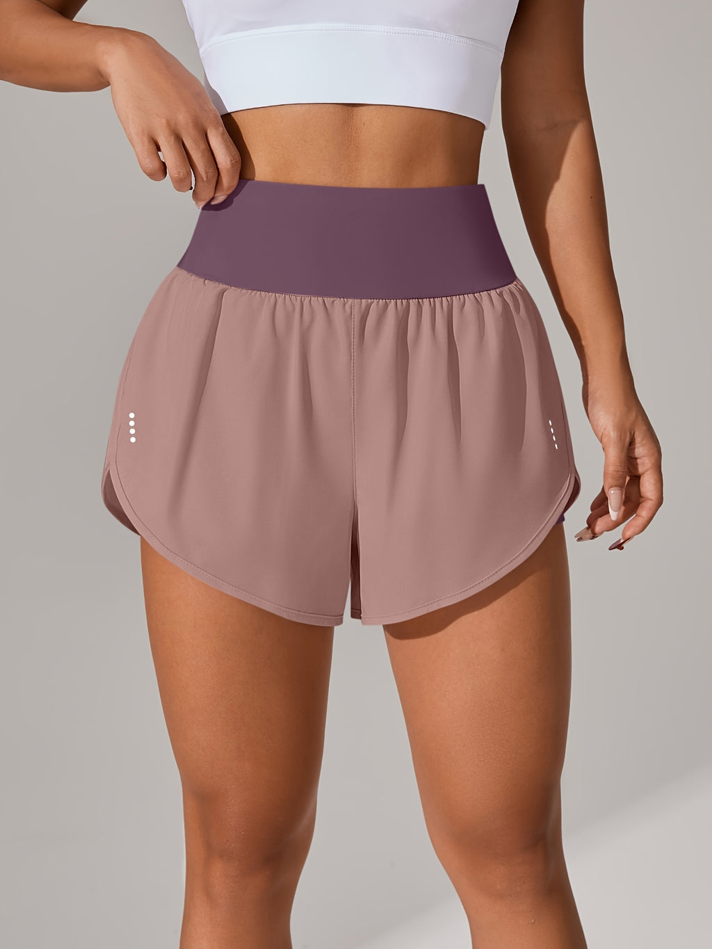 [Yoga Activewear] Women's Light Blue Yoga Shorts - Casual & Loose-Fit, High-Waisted with Ruffle Detail, Stretchy Polyester-Elastane Blend, Machine Washable, Perfect for Spring/Summer/Fall