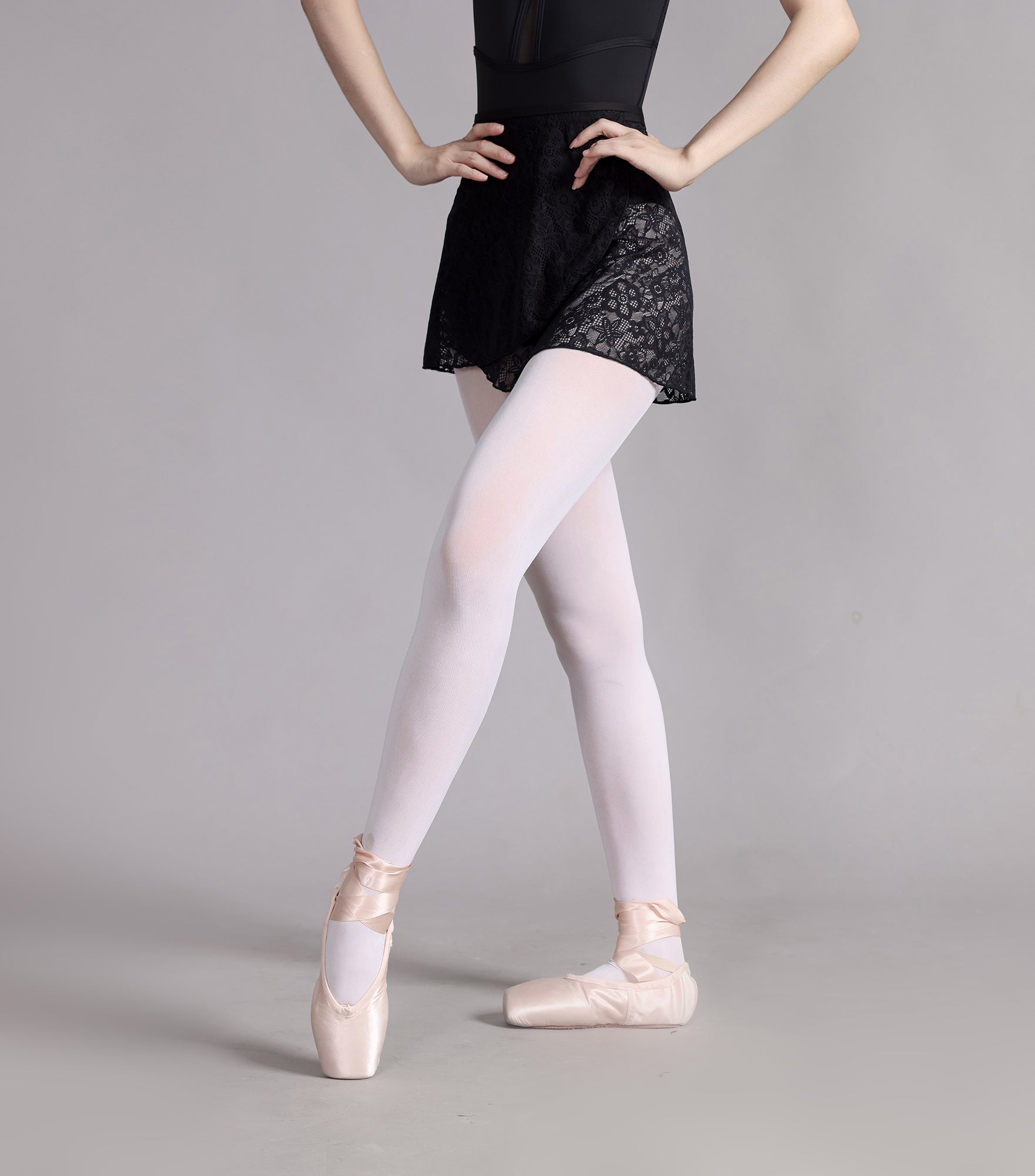 Women's Elegant Black Ballet Wrap Skirts - Semi-Sheer Lace Dance Skirt Dancewear