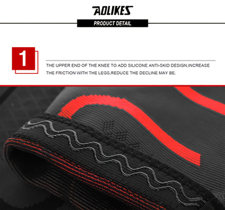 1pc AOLIKES Compression Knee Sleeve - Breathable, Non-Slip, Ideal for Running, Volleyball, Basketball, Yoga, Tennis, Football and more - Durable Polyamide & Nylon, Fitness Enthusiasts, Athletes, Fitness Accessory, Sports Gear