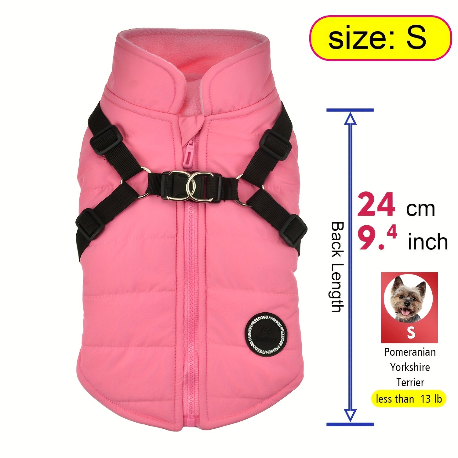 Warm Padded Dog Vest with Harness for Small and Medium Dogs - Red Coat for Extra Comfort and Security Christmas Gift
