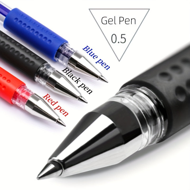 18pcs (3 Pens + 15 Refills) Gel Pen Set School Supplies Black Blue Red Ink Color 0.5Mm Ballpoint Pen Kawaii Pen Student School Office Stationery