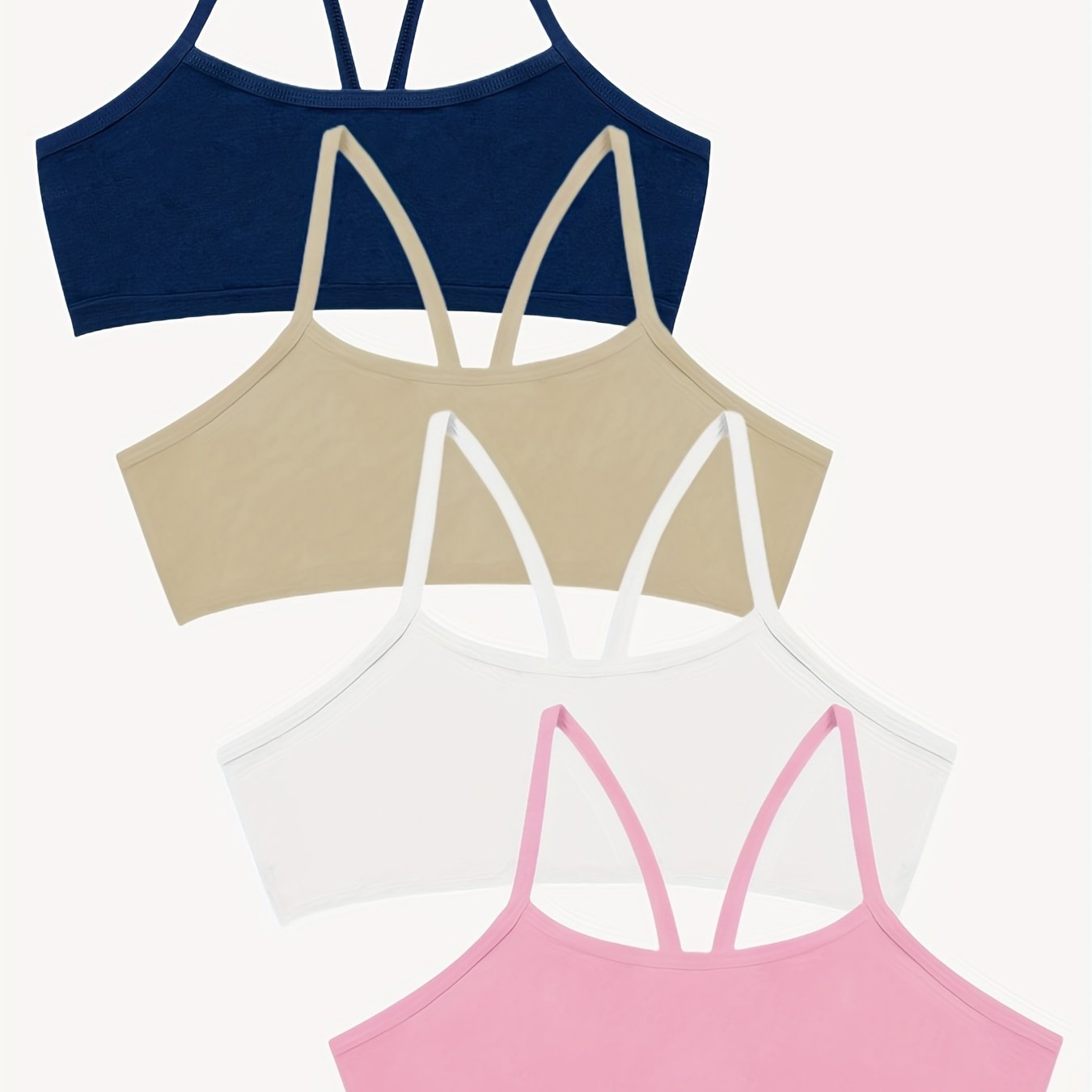 Holiday Style 4pcs Girls Training Bras Stretchy Sports Bralette Sleeveless Crops Tank Tops Underwears For 6-14 Years Old Kids
