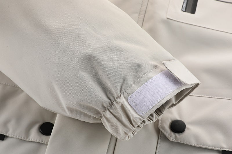 Men'S Winter Windbreaker Jacket with Lamb Fur Collar, Polyester 100% Windproof Zippered Sports Jacket, Alphabet Pattern, Regular Sleeve, Casual Outdoor Wear, H Fit, 150g/m² Fabric Weight