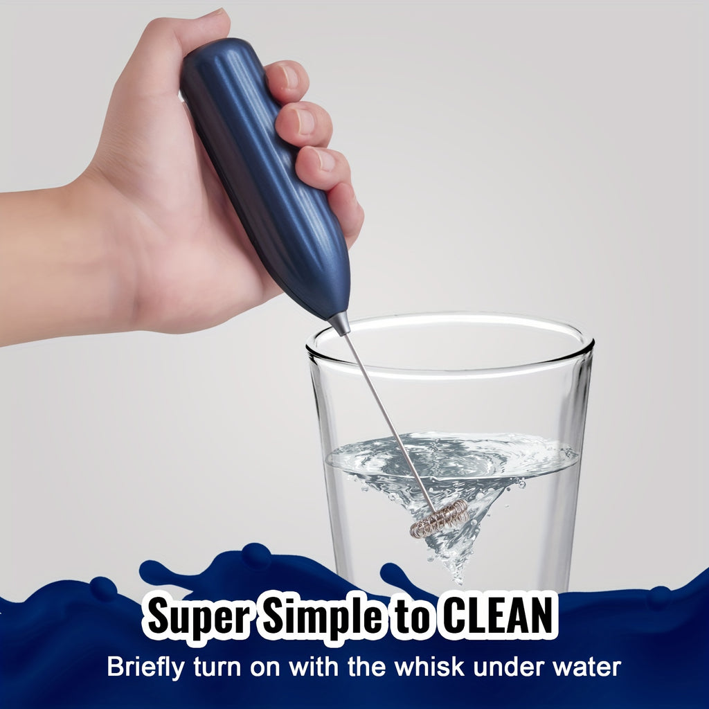 1pc, Lalayuan Powerful Electric Milk Frother, Mini Milk Foamer, Battery Operated (Not Included) Stainless Steel Drink Mixer, Handheld Electric Whisk For Coffee, Latte, Cappuccino, Chocolate, Matcha