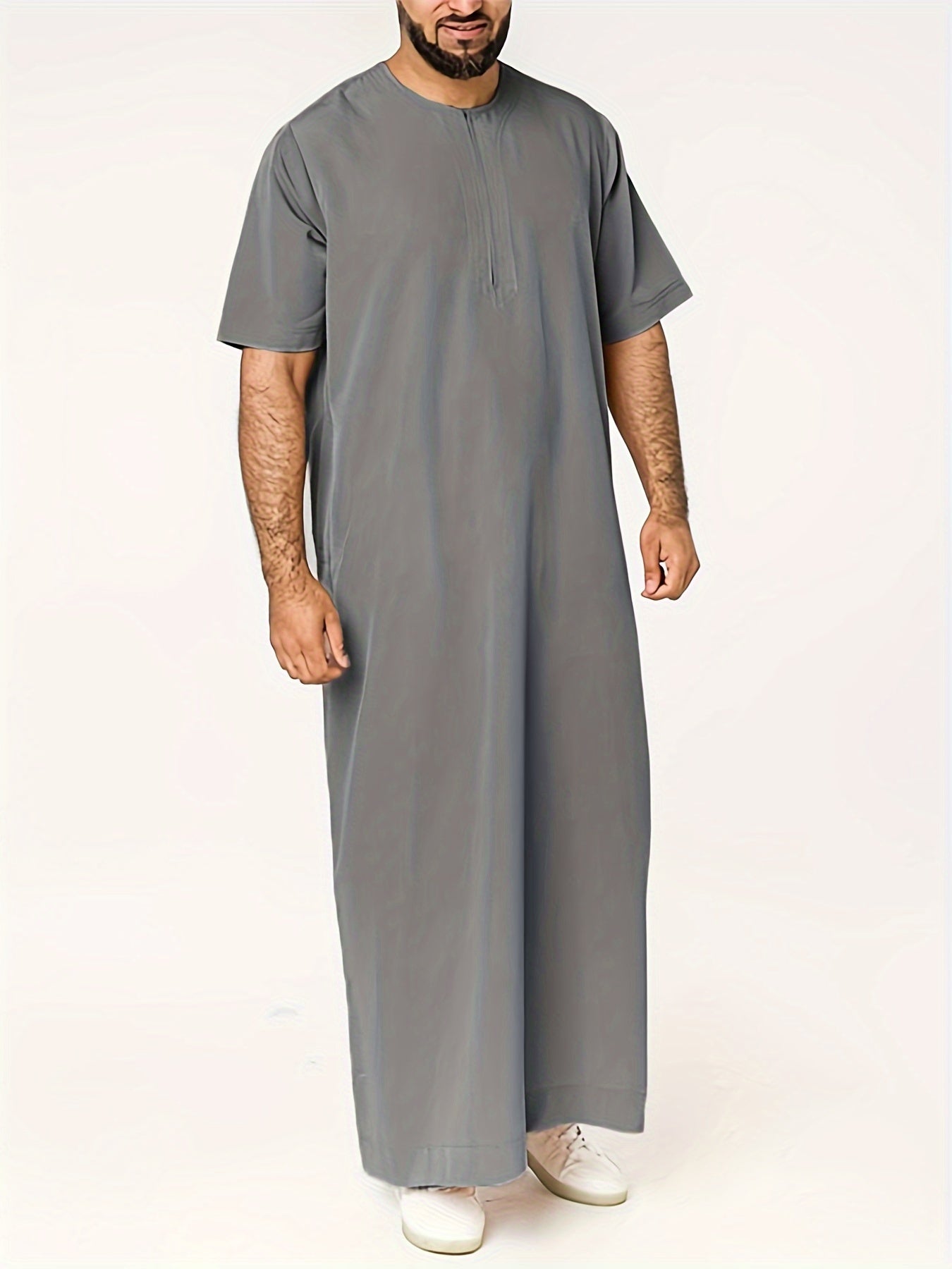Plus Size Men's Solid Color Robe for Cultural Activities In Arabic, INCERUN