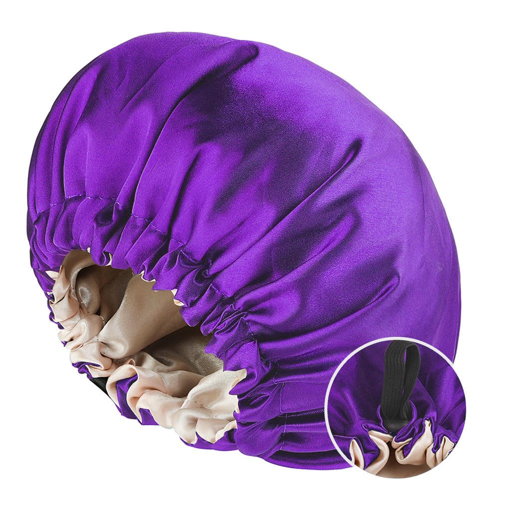 Satin Bonnet For Sleeping Adjustable Bonnet For Curly Hair Bonnets Double Layer Large Satin Lined Sleep Cap For Women
