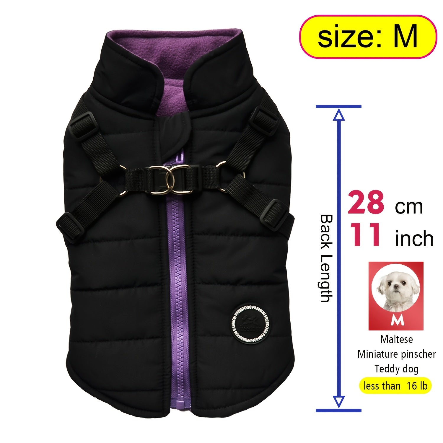Warm Padded Dog Vest with Harness for Small and Medium Dogs - Red Coat for Extra Comfort and Security Christmas Gift