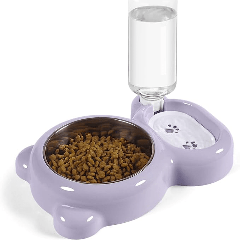 Keep Your Pet Hydrated & Fed with This Double Bowl Set & Automatic Water Dispenser Bottle!