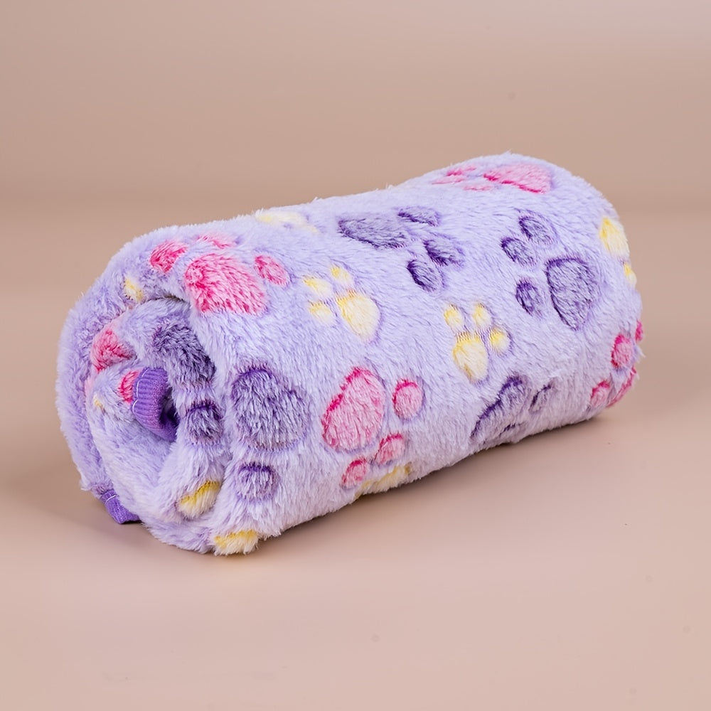 Stay Cozy with this Adorable Dog Paw Print Fleece Blanket - Perfect for Cats & Dogs!