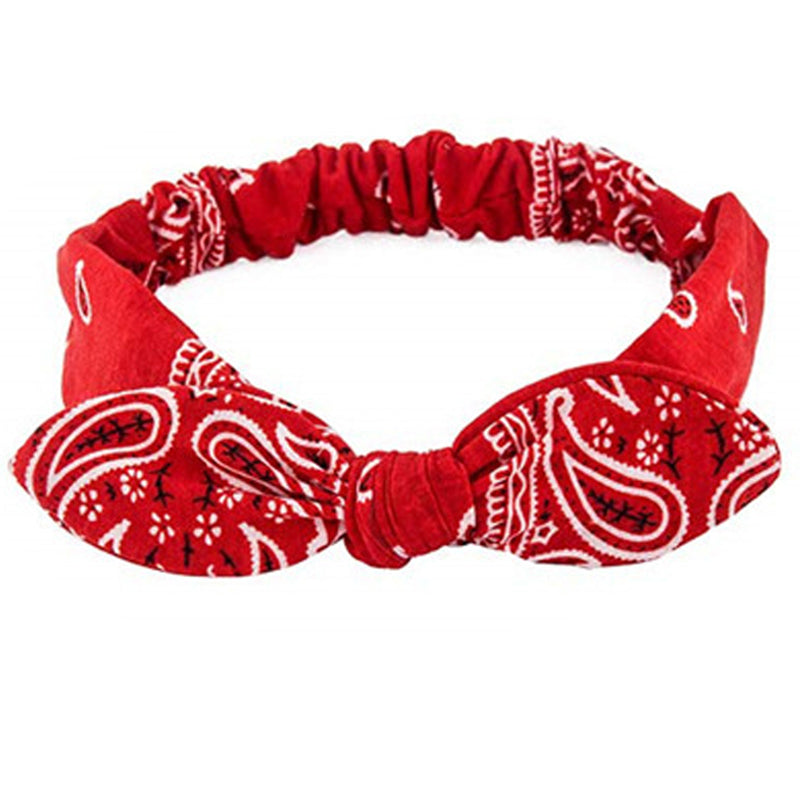 Paisley Print Boho Head Band Soft Headband Vintage Bowknot Elastic Hair Bands Hair Accessories