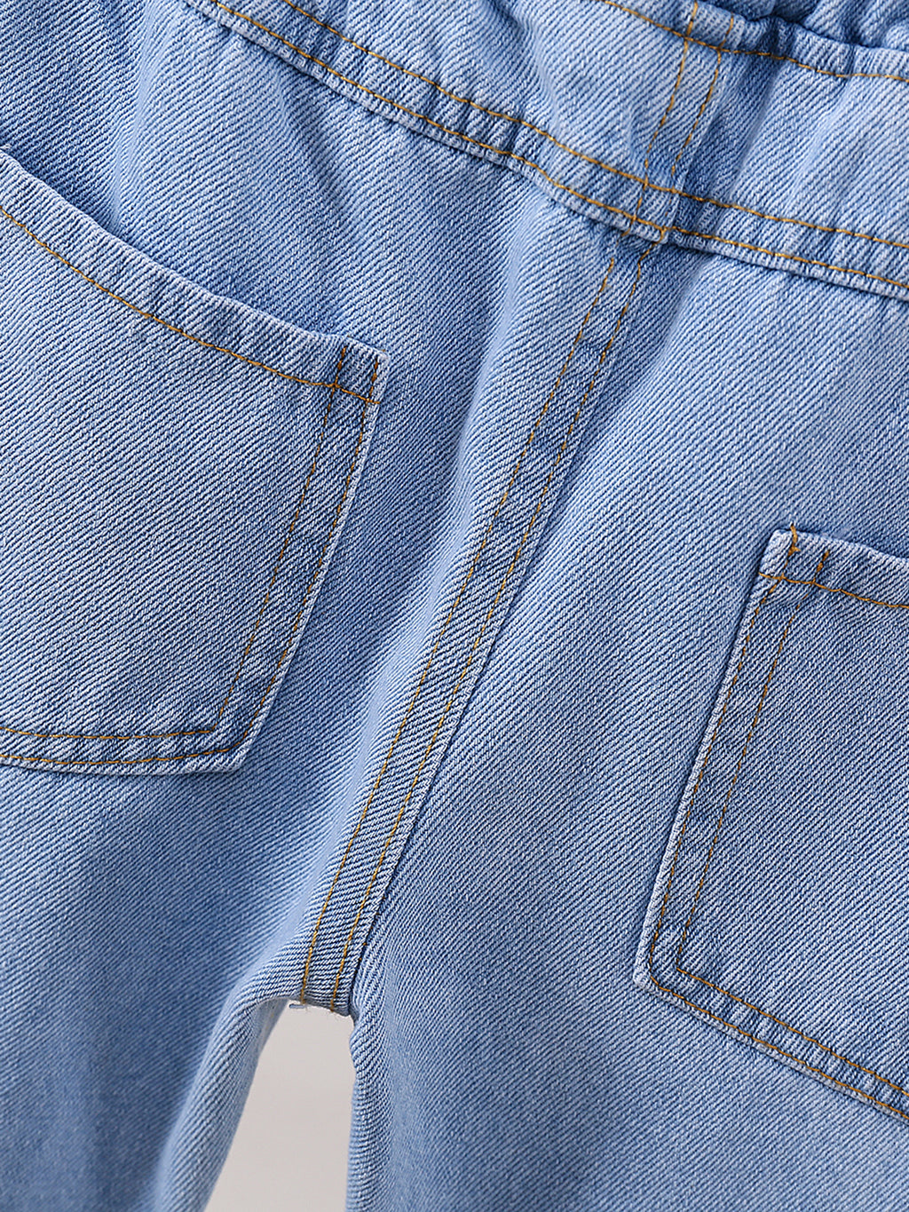 Girls Ripped Tapered Jeans, Cartoon Pattern Elastic Waistband Denim Jeans Kids Clothes