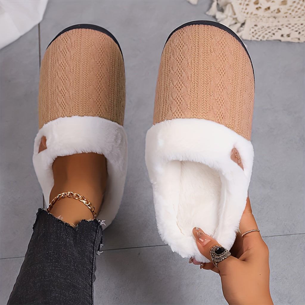 Women'S Plush Slippers - Winter Warm Soft Indoor/Outdoor House Shoes with Plush & TPR Sole, Soft Fabric Upper & Cushioned Insole - All-Season Cozy Slip-Ons in, Indoor Footwear, Minimalist Design, Comfortable Footwear, Stylish