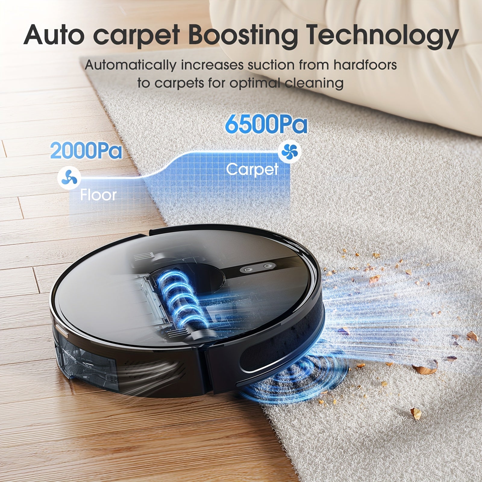 Lubluelu 6500Pa Robotic Vacuum, Robot Vacuum Cleaner And Mop Combo, 180Mins Max, 62dB, 34 No-Go Zones for Pet Hair Carpets Floor - B40/L15Ultra