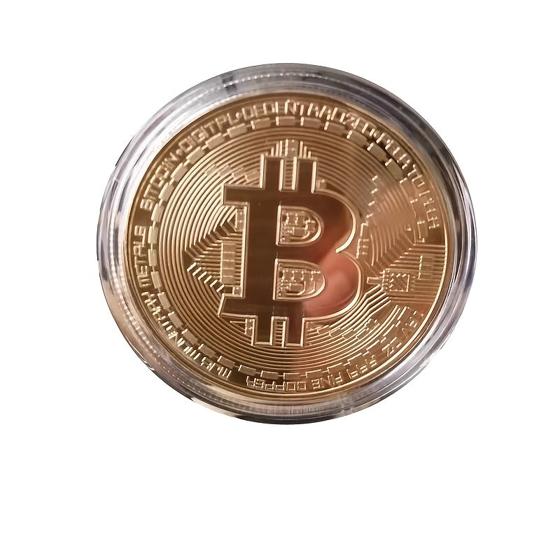 Golden Commemorative Coin Of Bitcoin, A Virtual Currency, As A Business Gift Item With Coin Craftsmanship For Foreign Trade.