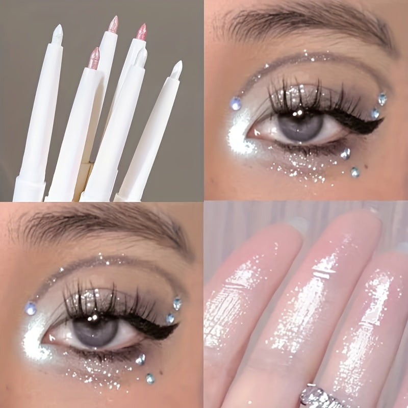 Dazzling Diamond Glitter Eyeliner Pen - Eyeshadow with Liquid Shimmer, Waterproof Highlighter, Nude Makeup, Long-Lasting, Easy to Apply, and Smudge-Proof