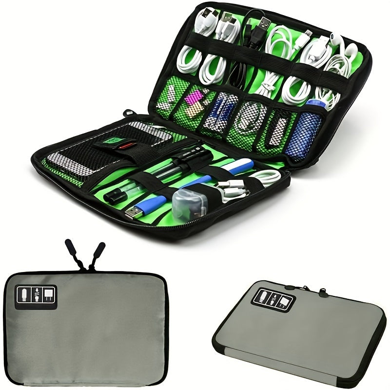 Electronics Accessories Organizer Bag, Portable Tech Gear Phone Accessories Storage Carrying Travel Case Bag, Headphone Earphone Cable Organizer Bag (M, Black)