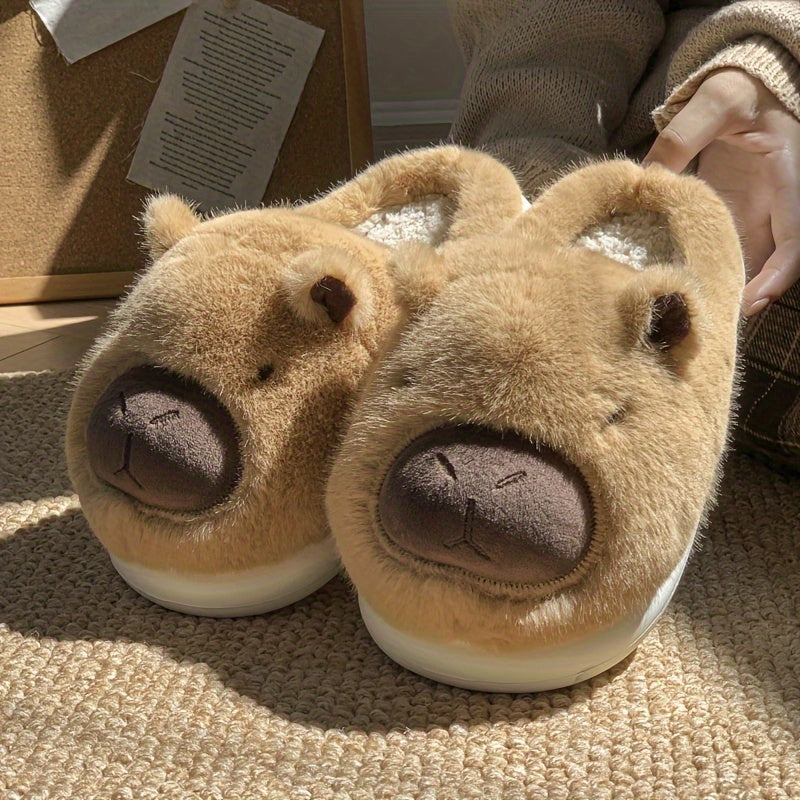Warm Anti-slip Capibara Plush Slippers - Adorable Animal Women's Home Slippers
