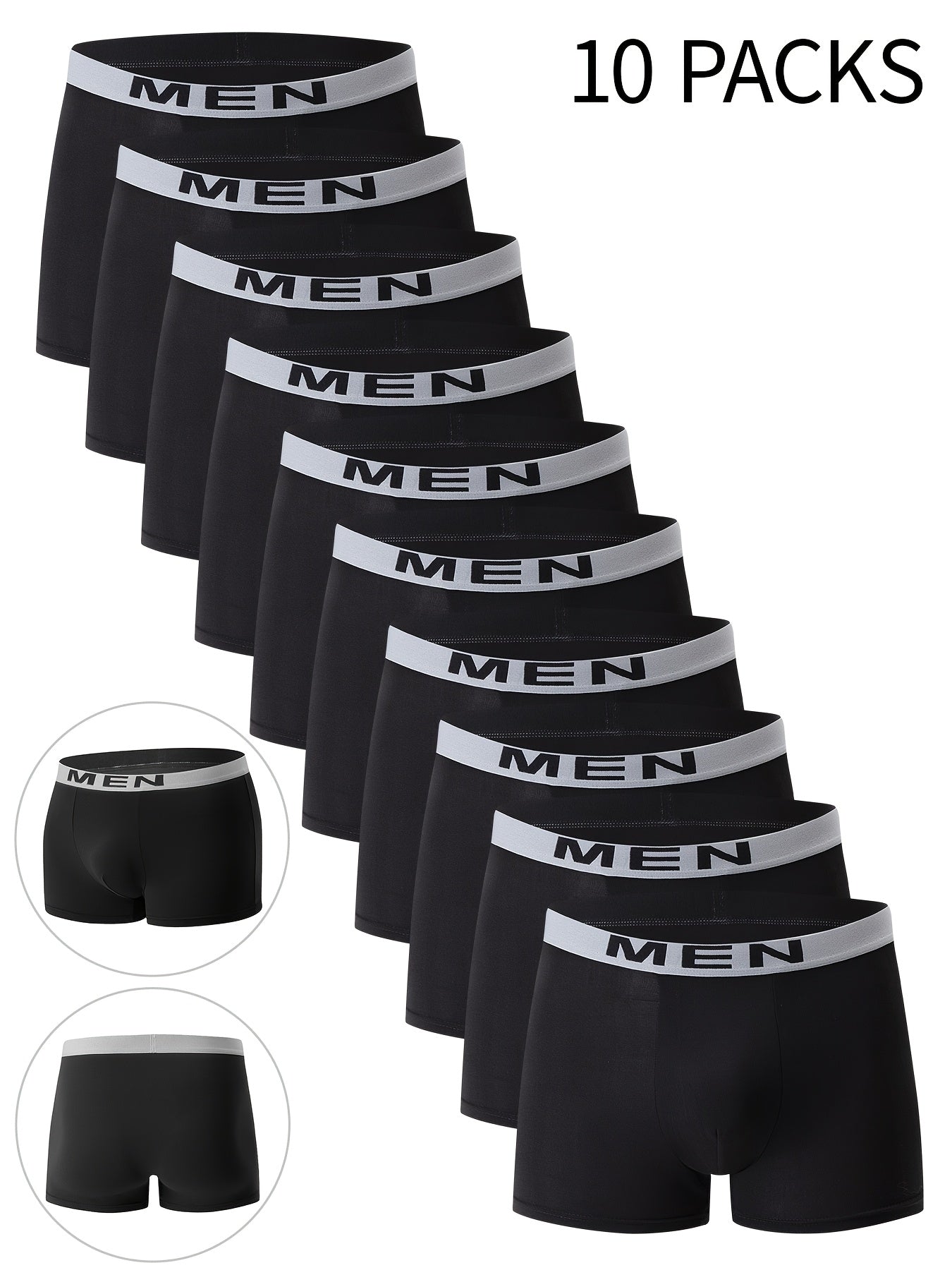 10-Pack Men'S Boxer Briefs - Breathable, Comfortable, Stretchy Underwear with "NINJA" Graphic, Solid, Perfect for Casual Attire, Gym, or Everyday Wear