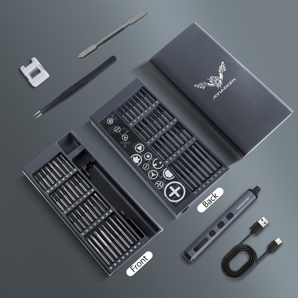 Electric Screwdriver Cordless Rechargeable, Jenabom 68-in-1 Cordless Electric Screwdriver Set With Magnetic Heads, Fast Charging & Usb-powered, Lithium-ion Battery, Ergonomic Grip, Led Work Light, Usb-c Charging Cable & Carry