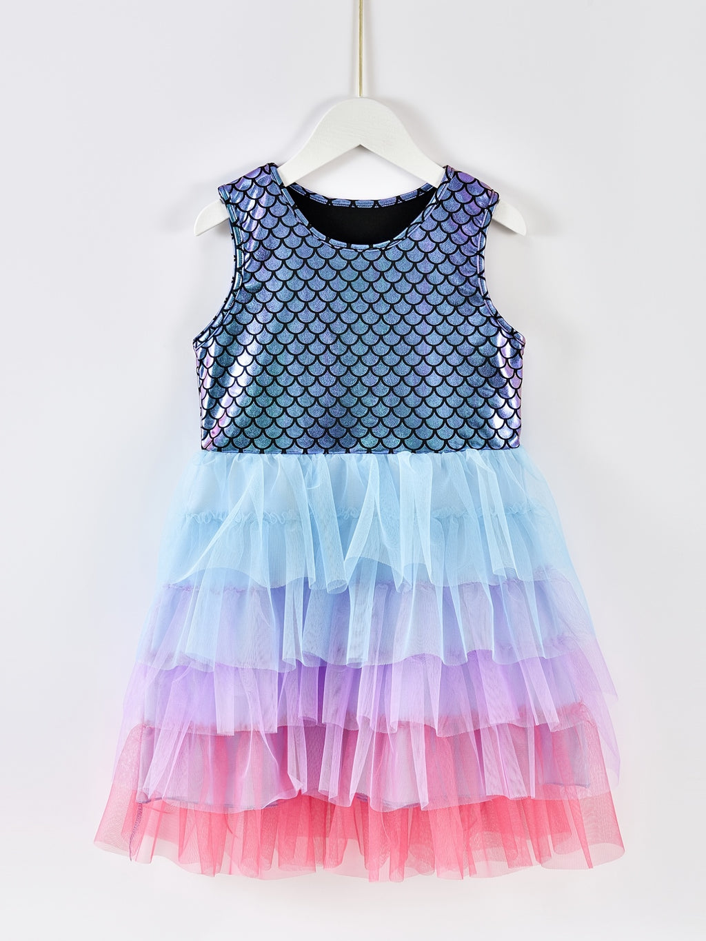 Mermaid Gradient Dress Girls' Casual Summer Short Sleeve Party Puff Skirt Versatile Dress