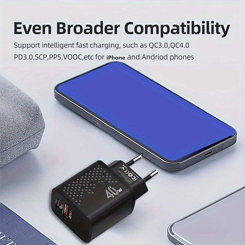 USB C Charger, 2-Port PD 3.0+QC4.0 Fast Charger USB Wall Charger, For Google Pixel 6/Pro, For IPhone 15/14/13/12/11/Mini/Pro Max, Pad Pro, For AirPods/samsung/Android Phone