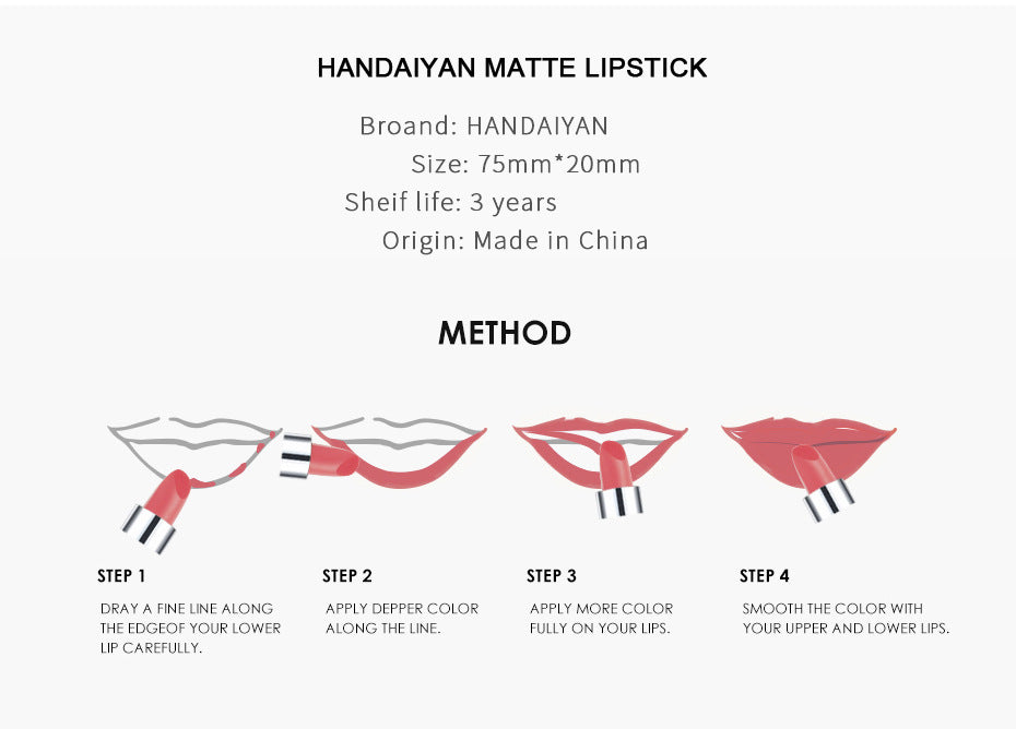 Waterproof Long Lasting Matte Lipstick Cosmetic Makeup Liquid Lip Gloss, 12 Colors Contain Plant Squalene