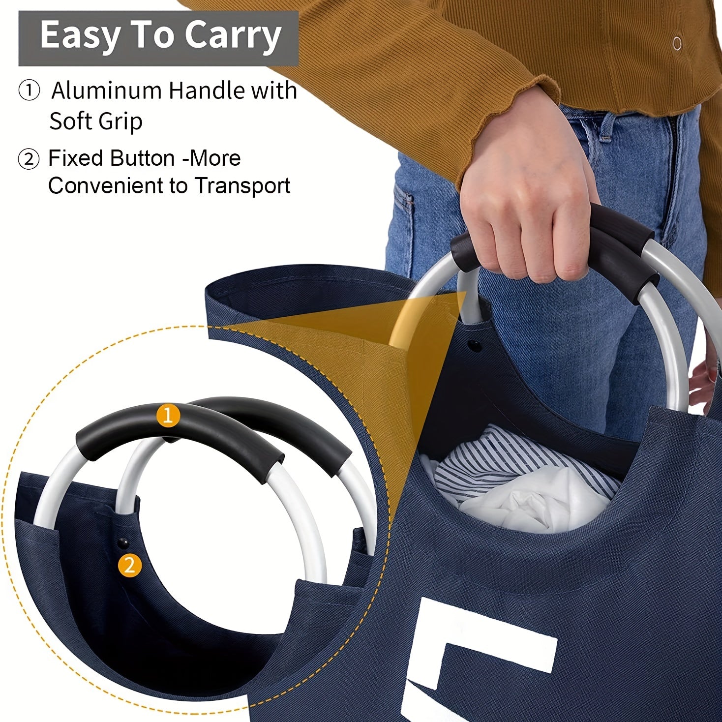 X-Large Laundry Basket, Collapsible Laundry Bag, Freestanding Tall Clothes Hamper, Laundry Hamper, Laundry Bag with Padded Handles, Clothes Hamper Stands Up Well, Collapsible Laundry Basket Easy Storage, Laundry Baskets