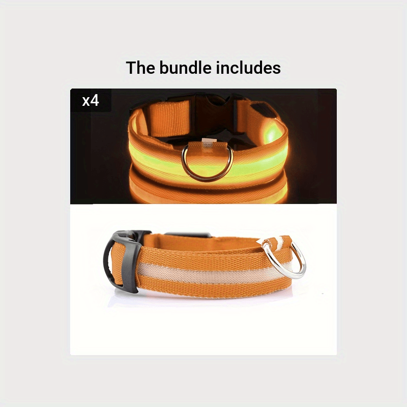 Reflective Light Up Dog Collar - Adjustable, Striped, Glowing for Night Safety and Visibility