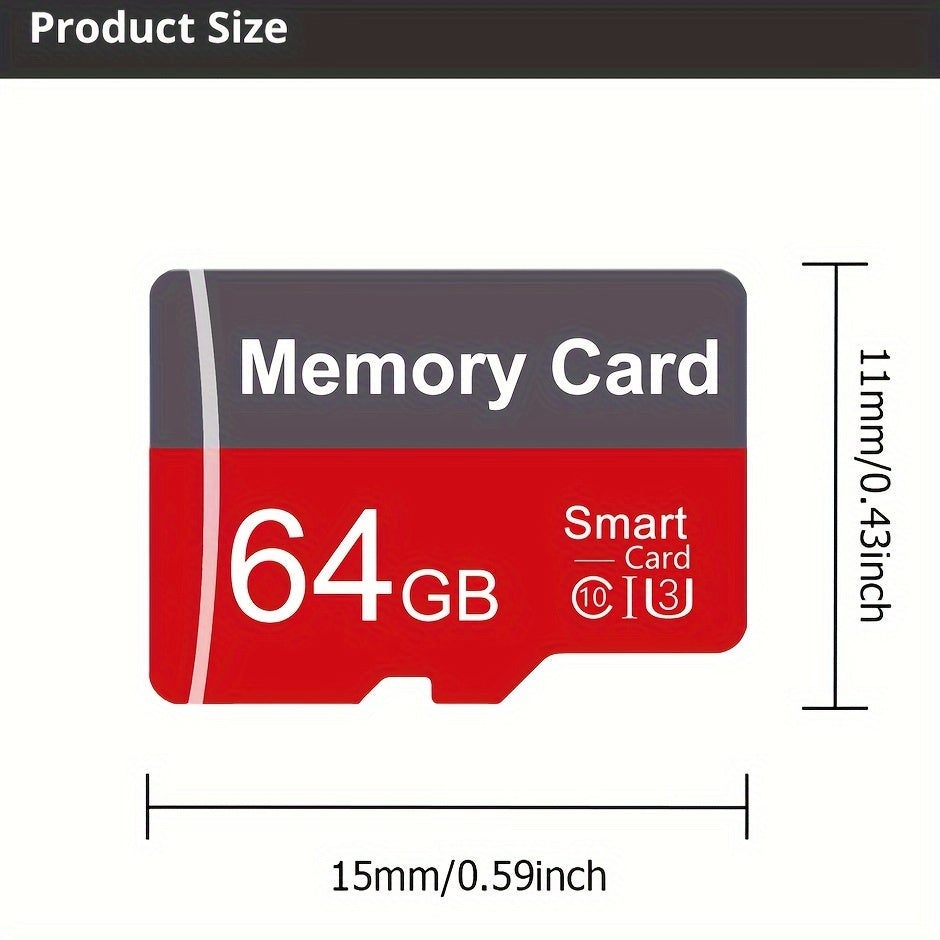 [High Speed Memory Card] High Speed 1pc Memory Card 64GB 32GB 16GB With Adapter | Flash TF Card 8GB 4GB 2GB 1GB, A1 C10 Memory TF Card For Tablet/Camera/Mobile Phone/Laptop/PC/Car Audio/Game Console/Audio - Store Your Files S