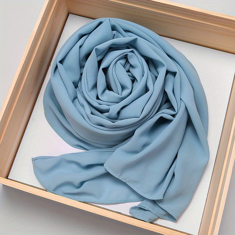 Solid Color Chiffon Scarf Women's Instant Hijab Long Shawl Scarf Lightweight Hair Sleeping Wrap