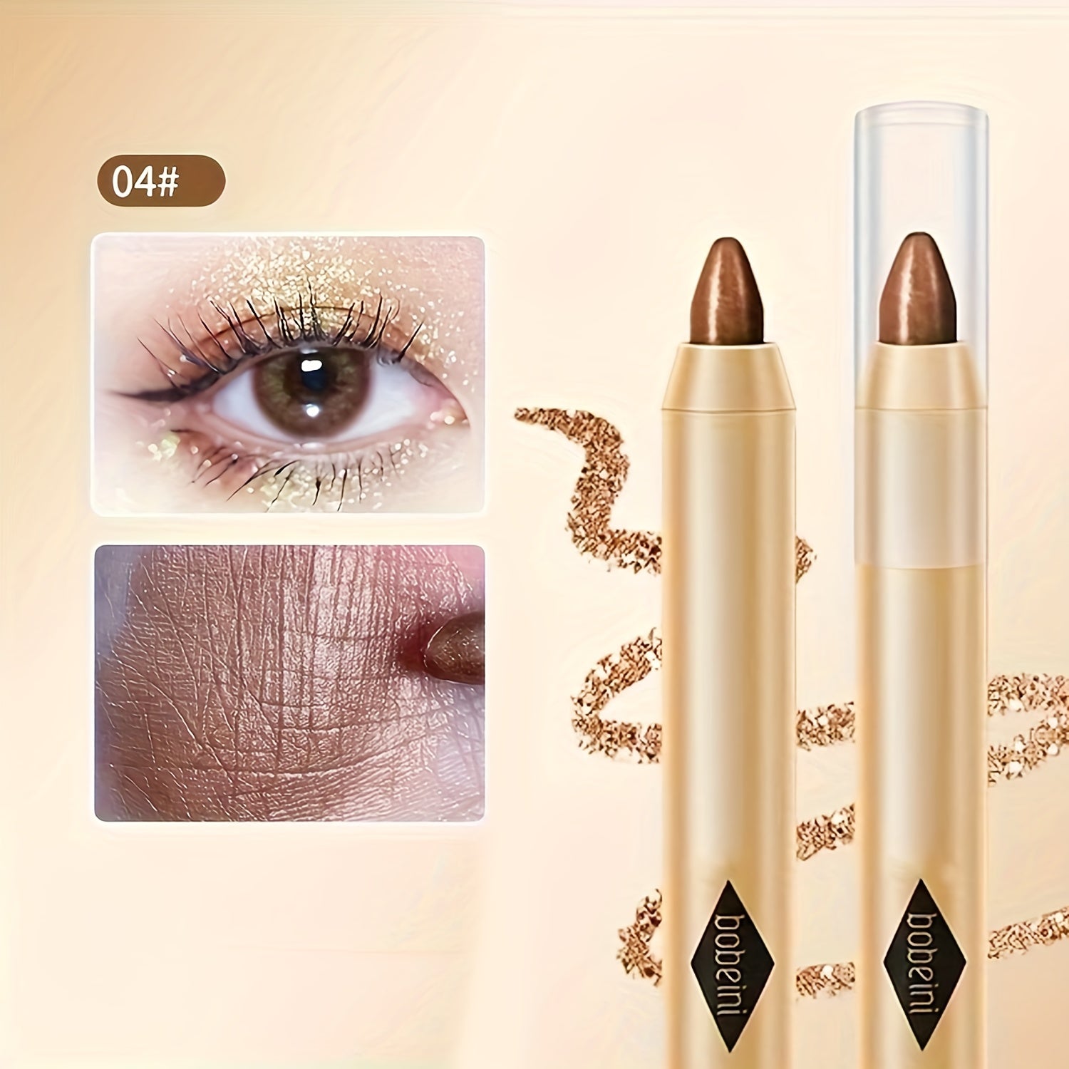 Double-Headed Shimmer Eyeshadow Stick - Glitter Highlighter, Contouring, Brightening, Lazy Makeup - Plant Squalane Formula, Moisturizing, Long-Lasting, Easy to Use