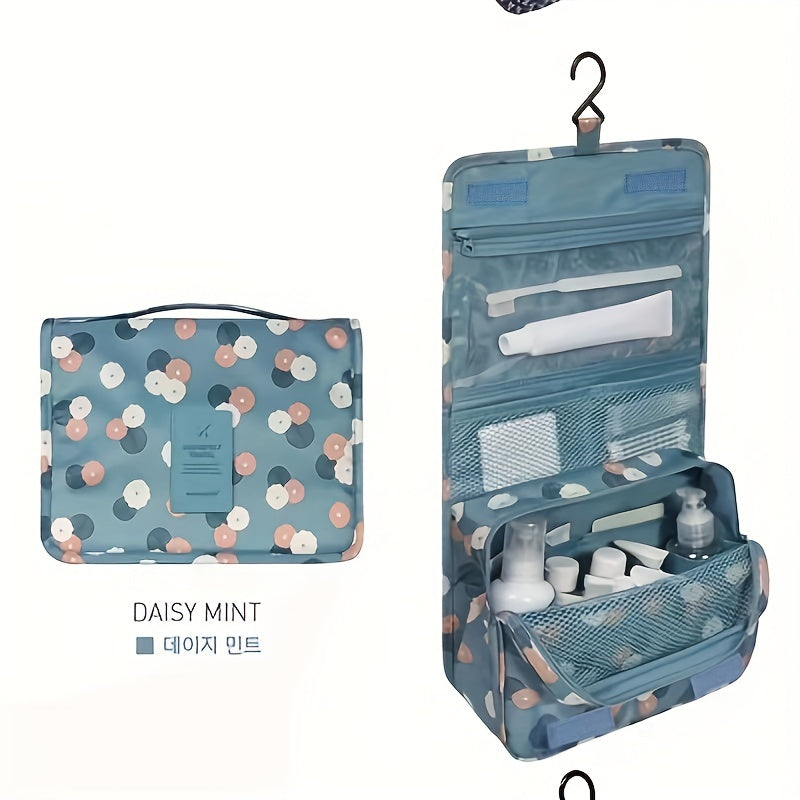 Large Capacity Travel Toiletry Bag with Hanging Hook - Durable Oxford Fabric, Multi-Compartment Organizer for Cosmetics, Makeup, and Toiletries - Ideal for Vacation and Daily Use, Makeup Travel Bag