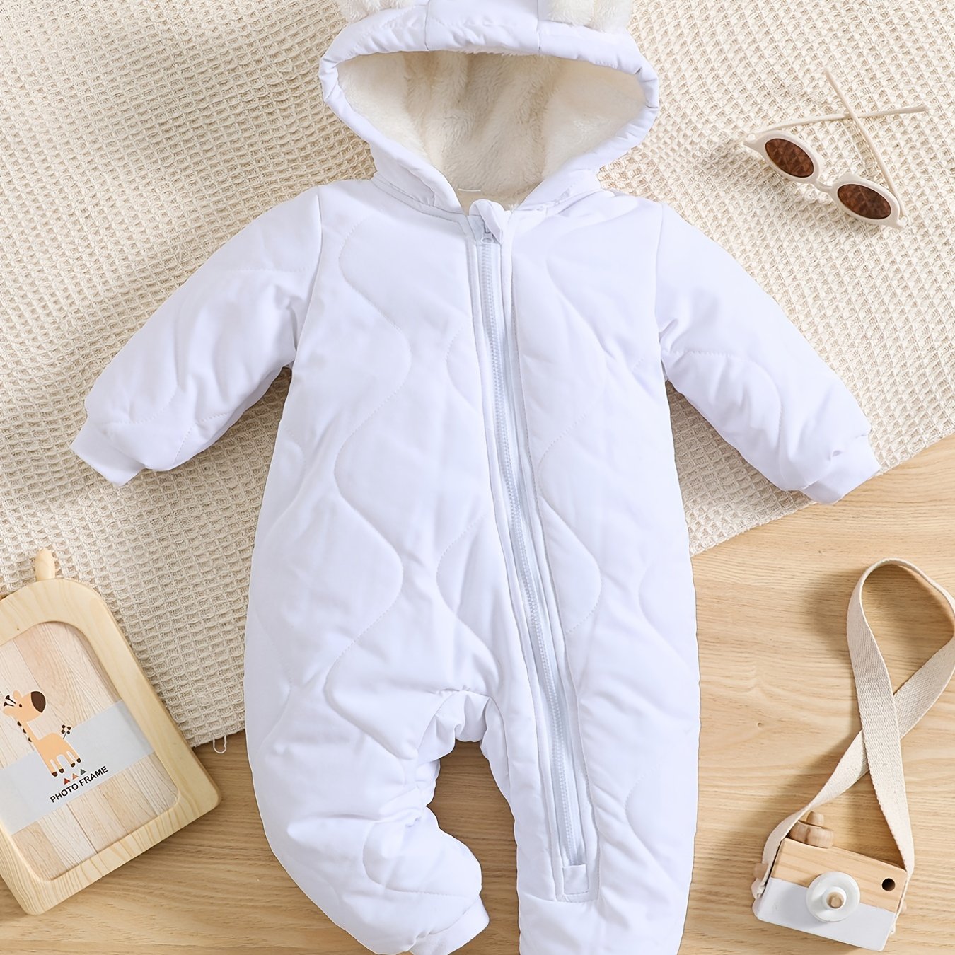 Baby Thickened Romper Autumn and Winter Outdoor Suit Newborn Set with Fleece Lining Zipper for 0-1 Year Old Youngsters' Clothes Christmas/Halloween/Thanksgiving Day, for Outdoor