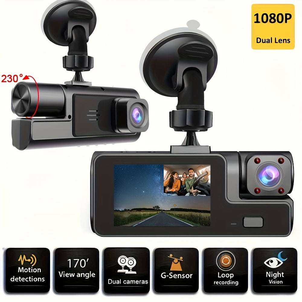 Dash Cam Front and Inside, HD 1080P Recording Car DVR Cam with 170° Wide Angle, Night Vision,Small Dash Camera for Cars, 24h Parking Monitor, Loop Recording,G-Sensor, Without SD Card