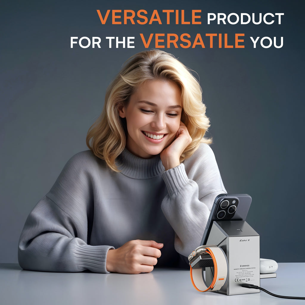 ZEEHOO CubeTrick-X 3-in-1 Magnetic Wireless Charging Station With 30W Charger, All-in-One Charger For IPhone 15 14 13 12, For Samsung S24/S24/S22/S21, For Pixel, For Apple Watch & Smart Watch, For AirPods & Earbuds, 15W Qi2 F