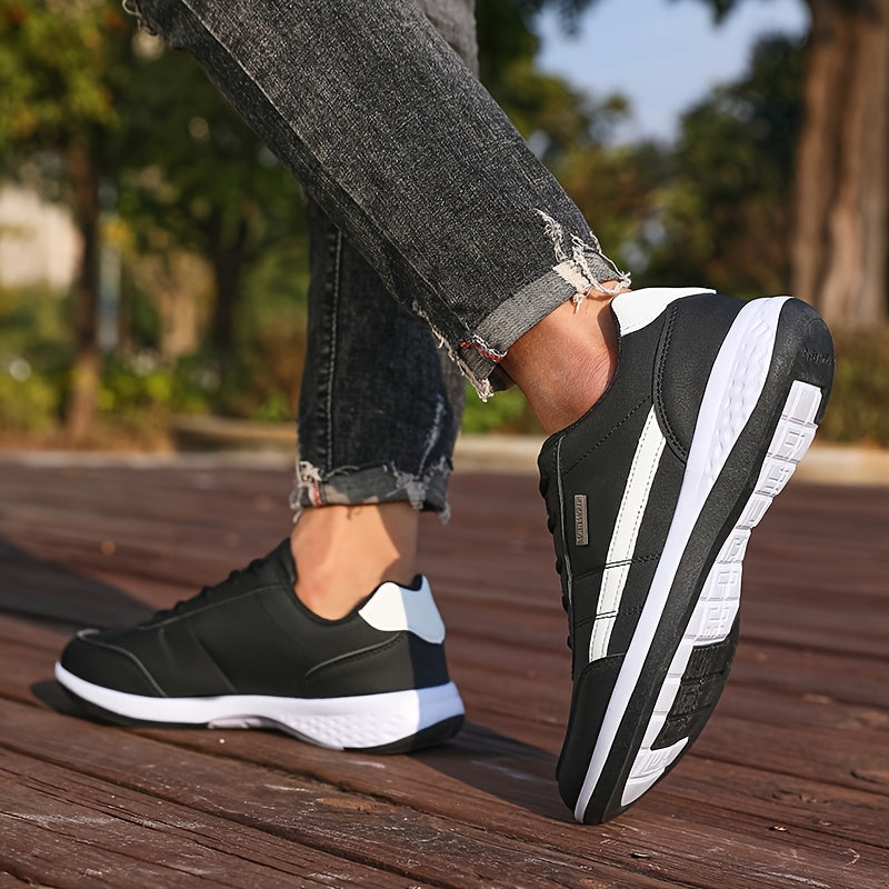 VanWeir Lightweight Men'S Shoes - Navy Blue & White, Stable Lace-Up Sneakers with MD/TPR Sole, Breathable Fabric Lining for Outdoor Sports, Hiking & Casual Wear