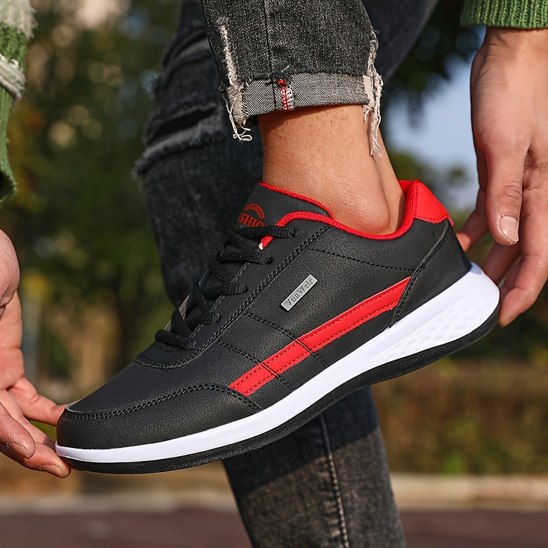 VanWeir Lightweight Men'S Shoes - Navy Blue & White, Stable Lace-Up Sneakers with MD/TPR Sole, Breathable Fabric Lining for Outdoor Sports, Hiking & Casual Wear