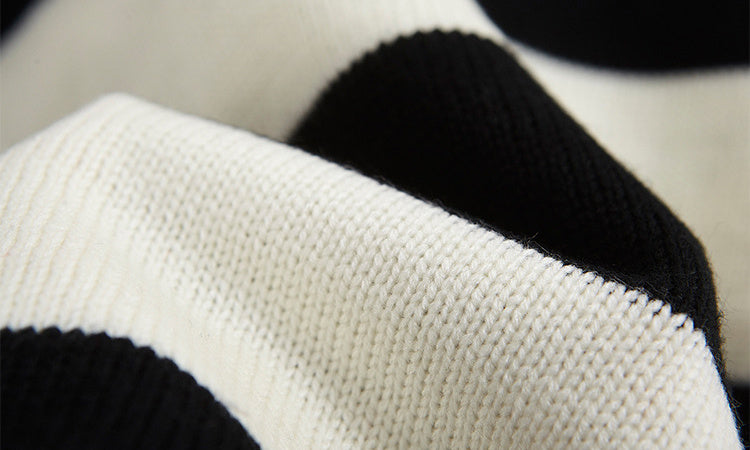 Kawaii Round Neck Striped Pullover Sweater, Casual Every Day Top For Winter & Fall, Women's Clothing