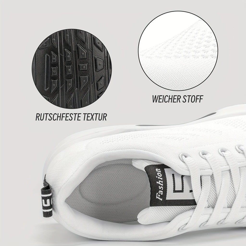 KOWAYI Women's Lightweight Breathable Mesh Low-Top Sneakers - Summer Casual Shoes with Cushioned Comfort, Black & White Accents for Walking, Errands & Casual Attire, Sporty Lifestyle Shoes | Modern Sneakers | Breathable Mesh