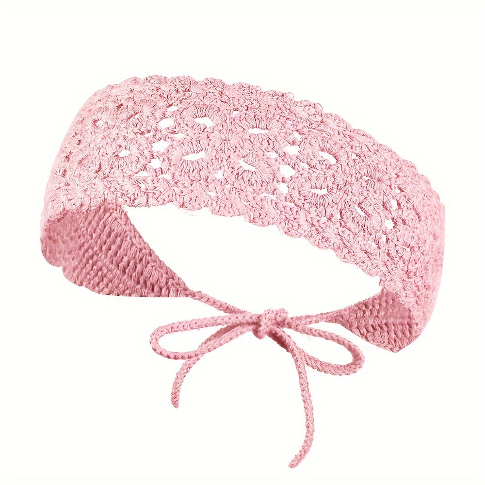 Women Crochet Headbands Boho Knitted Floral Elastic Hairband Vintage Head Wrap Hair Accessories