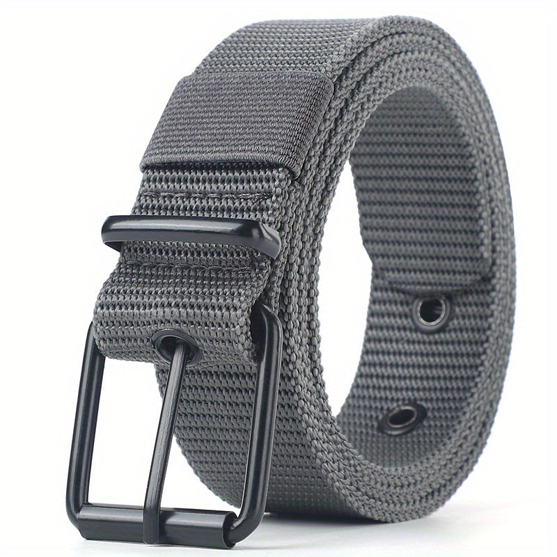 Men's perforated canvas belt with needle buckle, student youth Korean version, versatile denim belt, extended Women's trendy