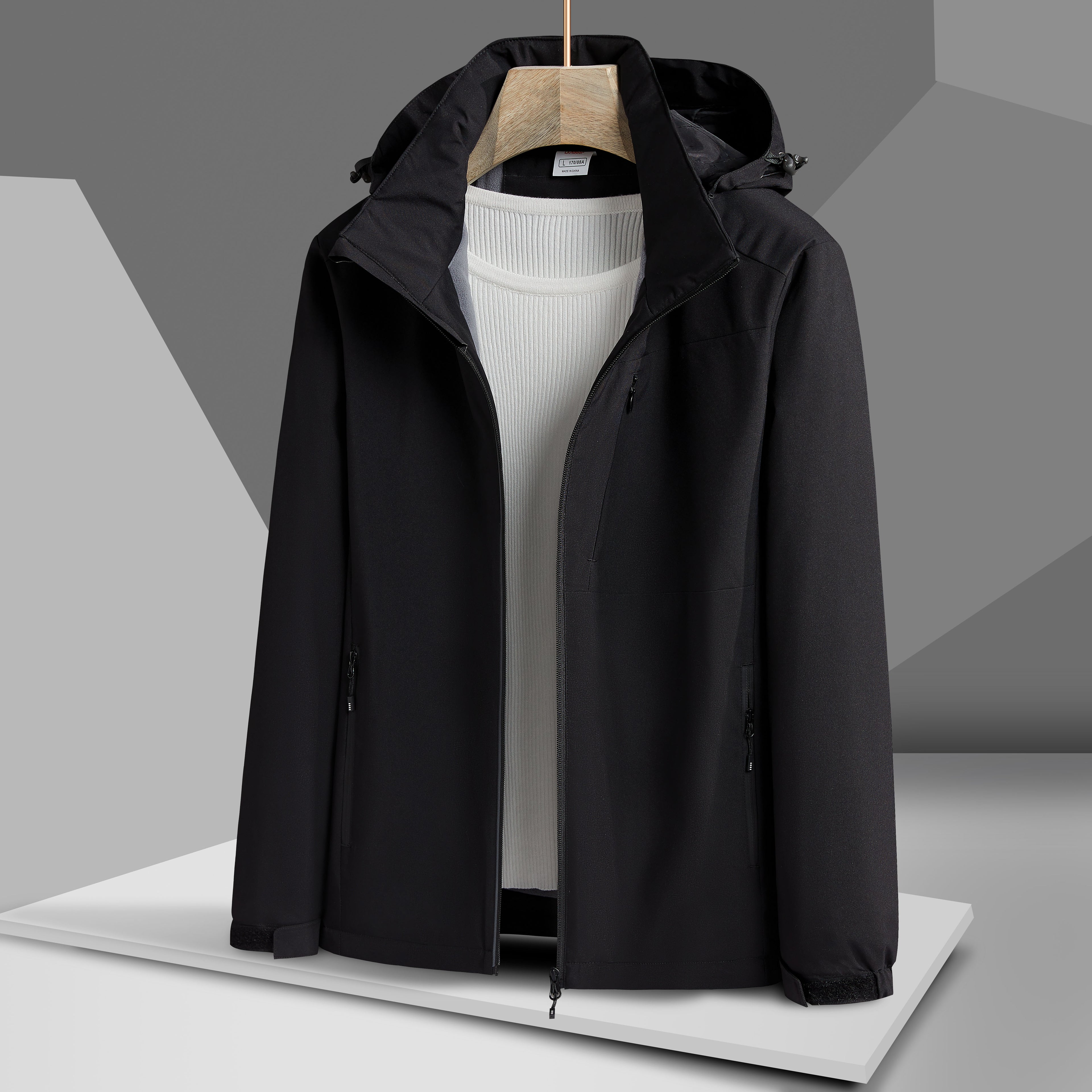 Women's Autumn and Winter Outdoor Sports Casual Warm Fleece Lined Windproof Stand Collar Jacket