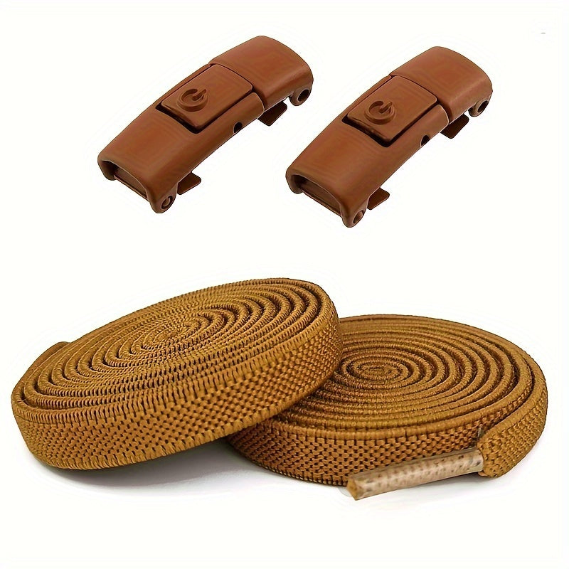 1Pair Elastic No-Tie Shoelaces, Lazy Metal Lock Laces For Women & Men