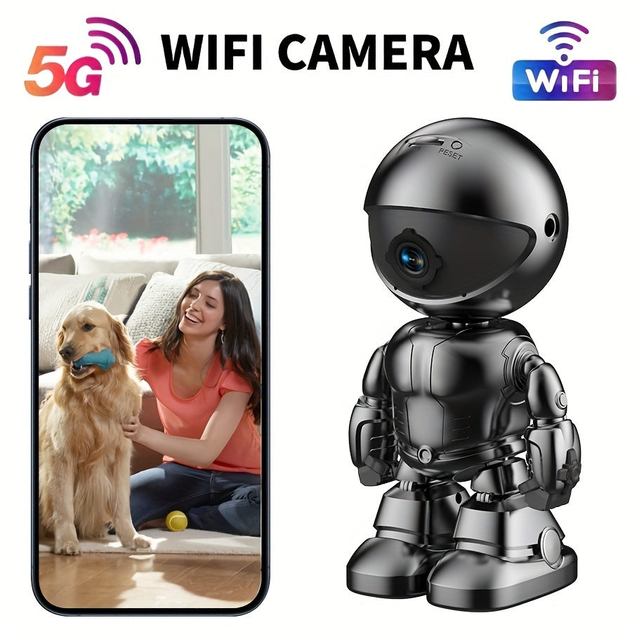 3MP HD Smart Robot Security Camera with 360° Night Vision, Two-Way Audio, Motion Detection & Wi-Fi - Indoor/Outdoor Wireless Pet & Home Surveillance System, 1296P HD Video, App-Controlled Robot Camera for Bedroom, Living Roo